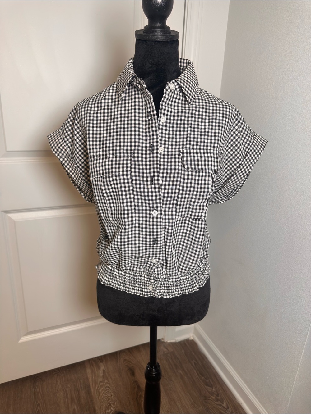 Steve Madden Black & White Gingham Crop Top